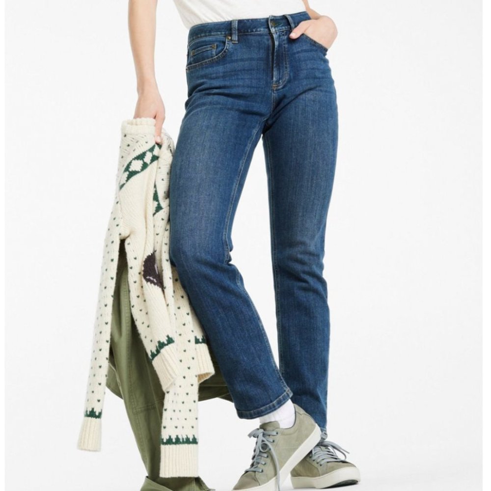 L.L. Bean Women's Classic High-Rise Straight-Leg Jeans, size 14